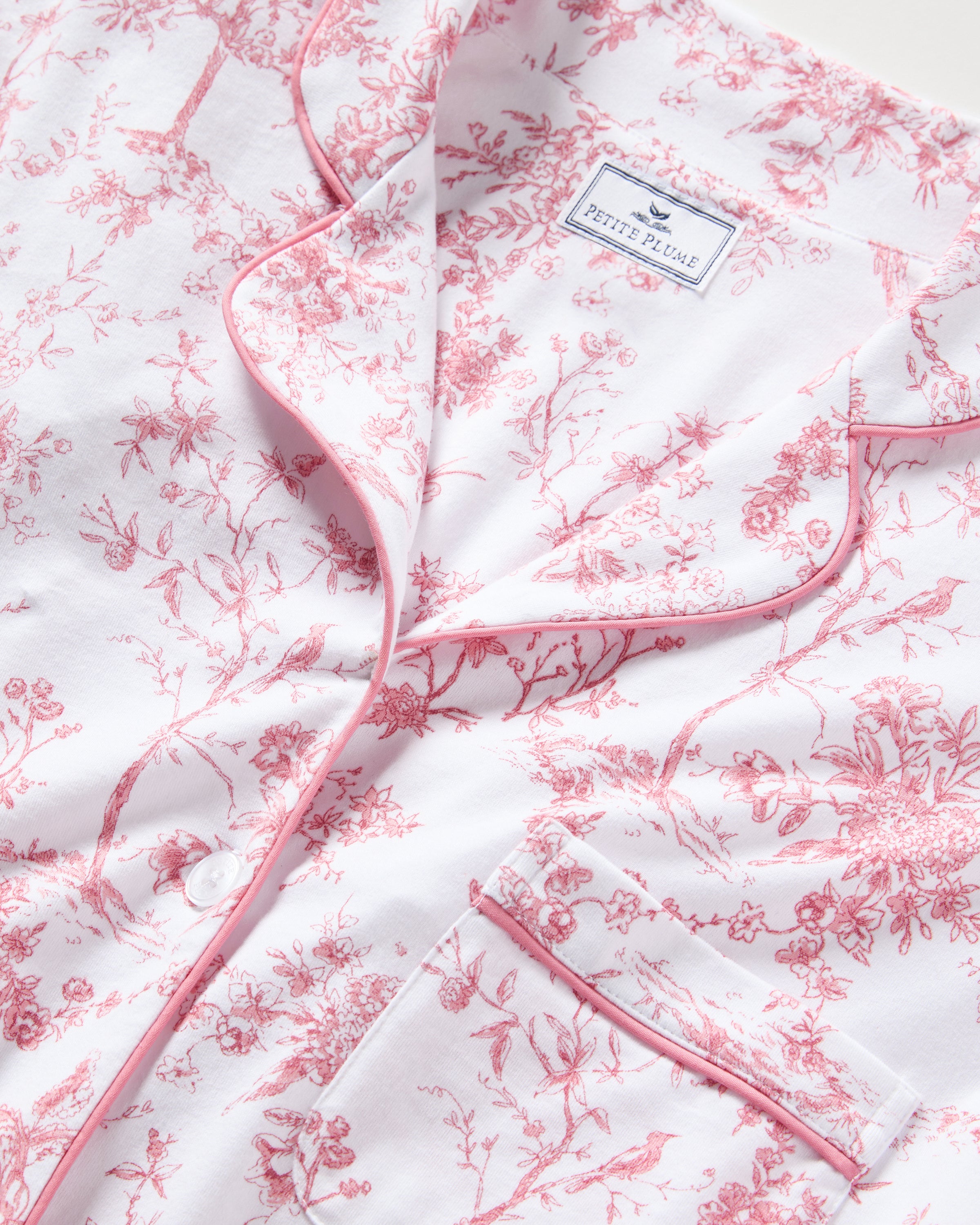 Women's Pima Short Sleeve Short Set in Pink Timeless Toile