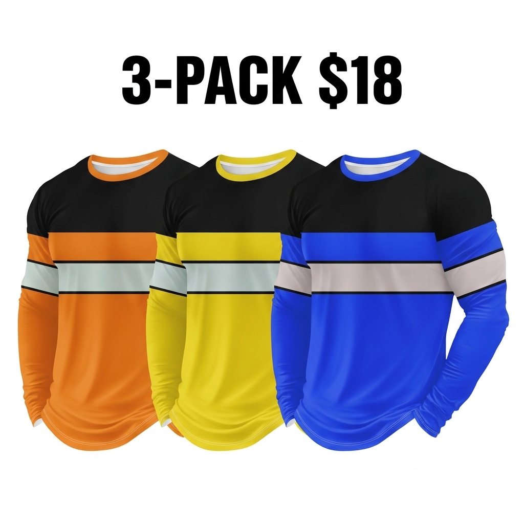 Men's Sport Long Sleeve T-Shirt, Patchwork Color Breathable Quick-Dry Top, Fashion Fitted Short Length, Spring & Fall Wear