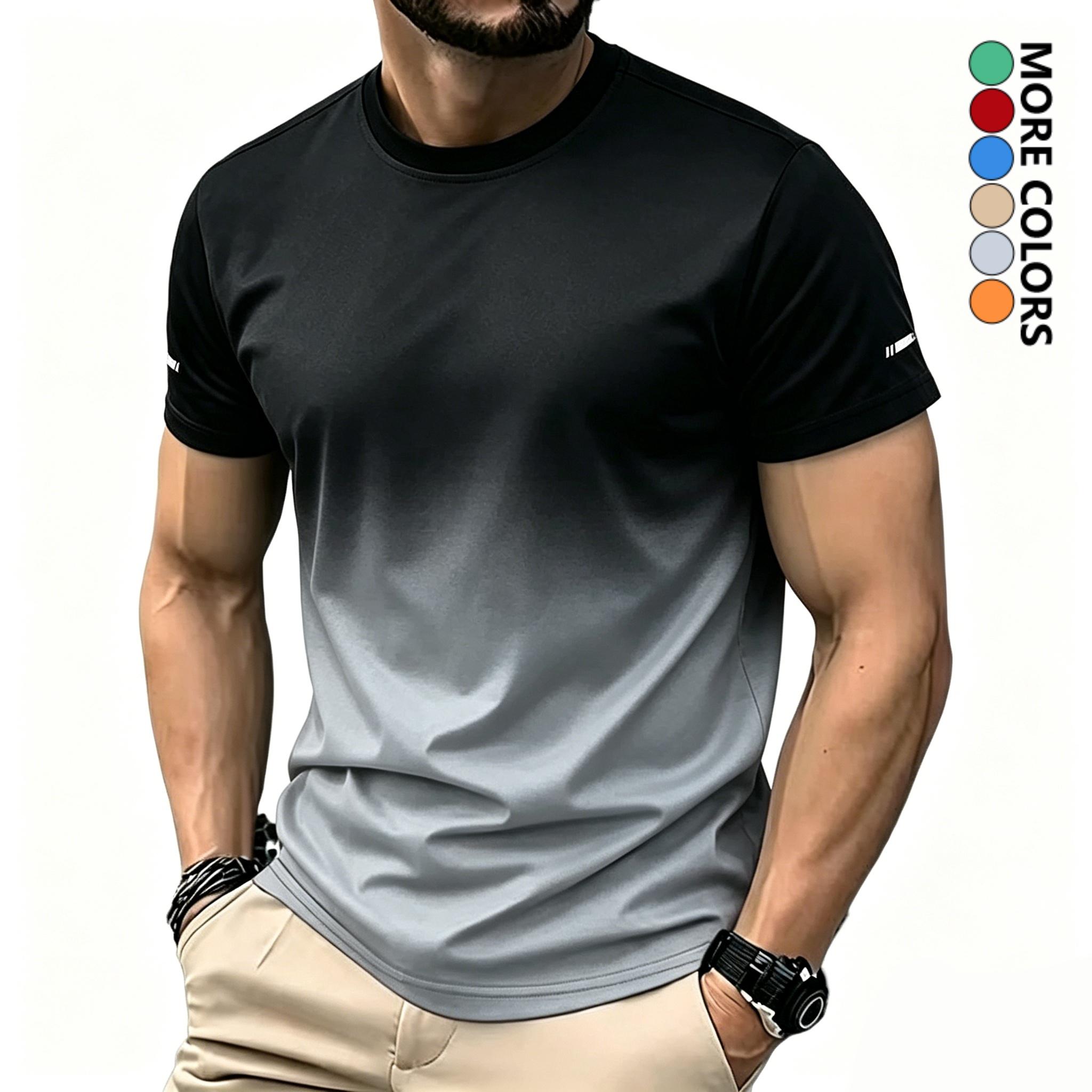 Men's athleisure T-shirt featuring a gradient print design and a stylish crew neck, crafted from breathable, quick-drying fabric