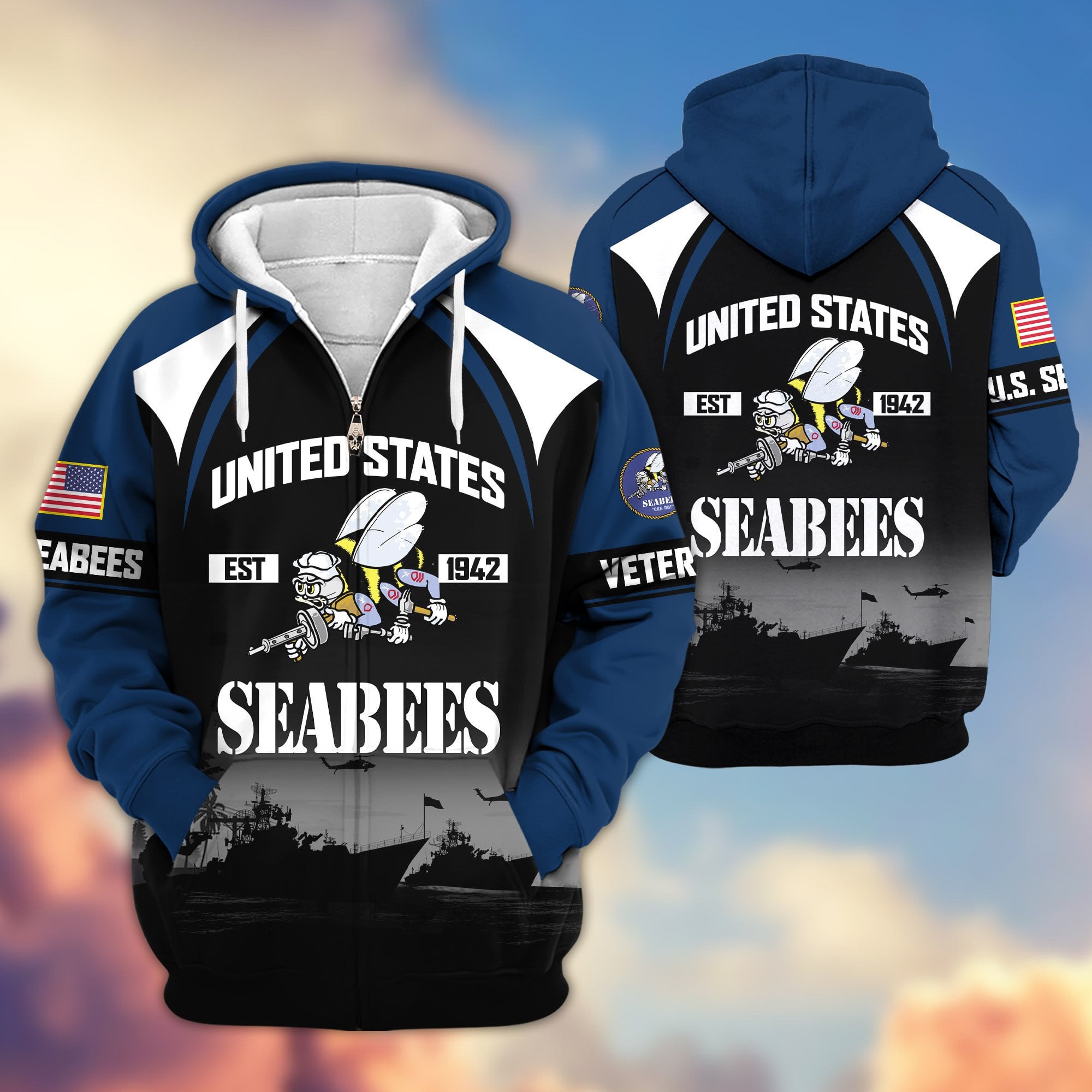 Premium US Veterans Zip Hoodie