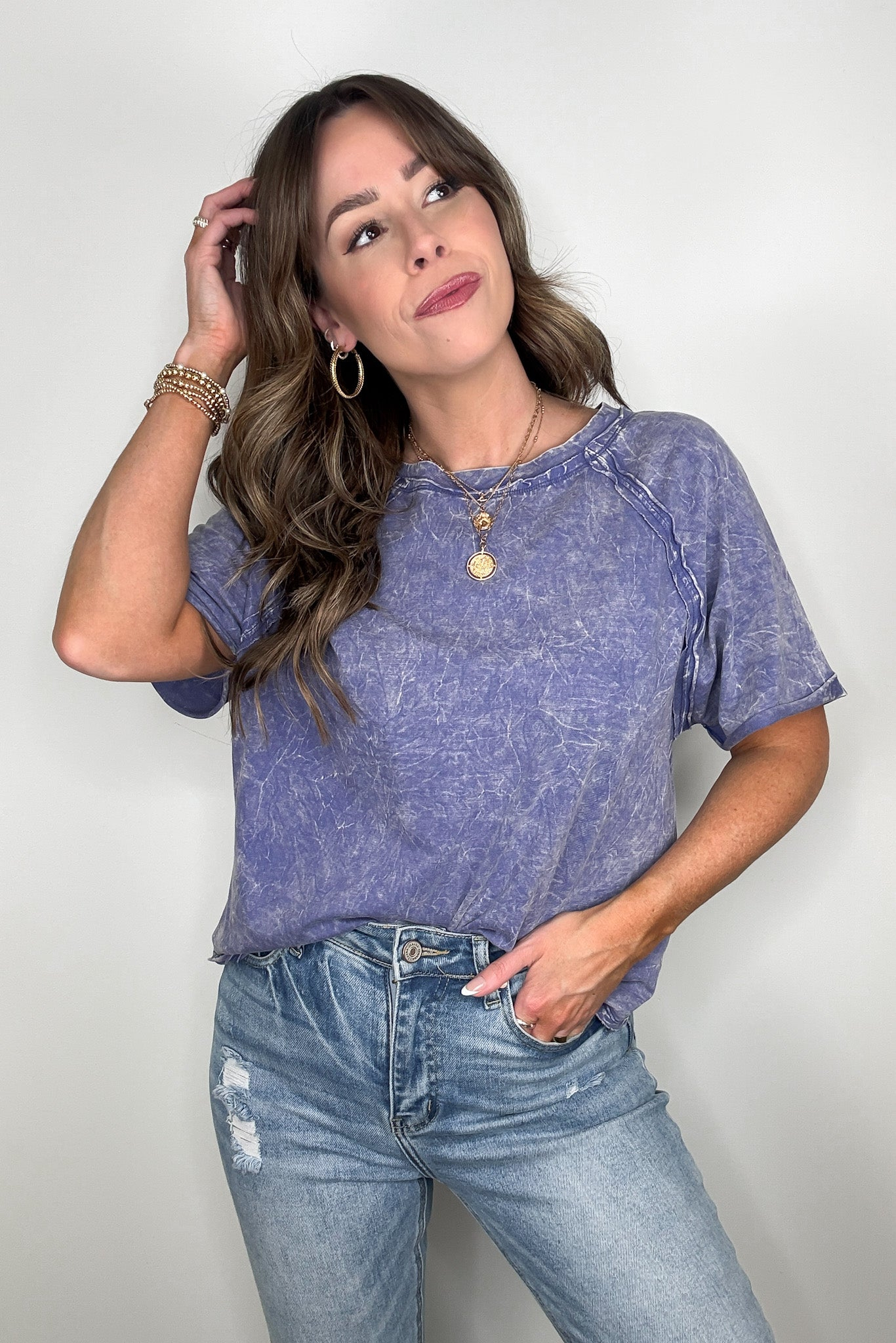 Mother's Day Sale💕Mineral Wash Relaxed Fit Top