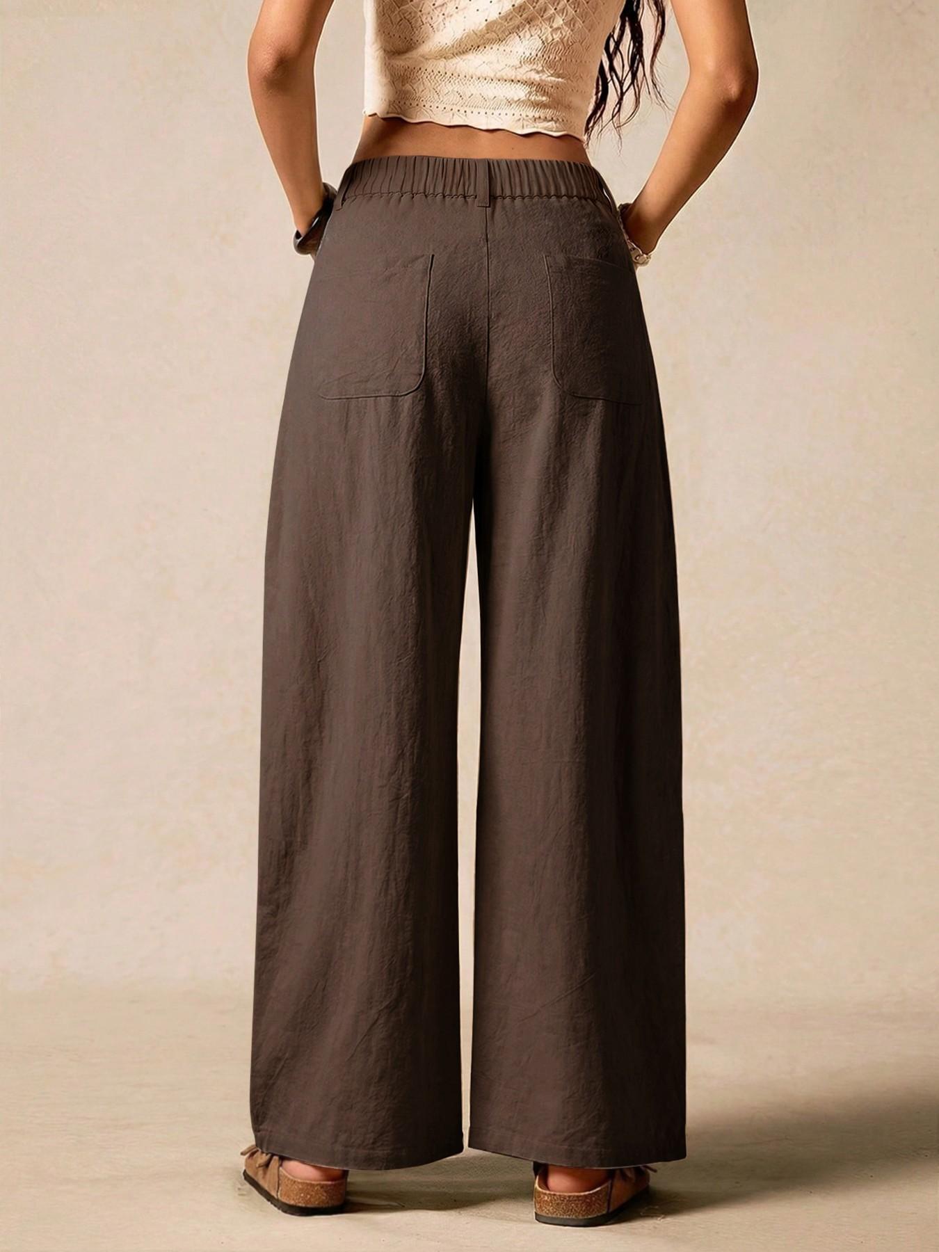 Women's Summer Linen Breathable Lightweight Wide-Leg Pants