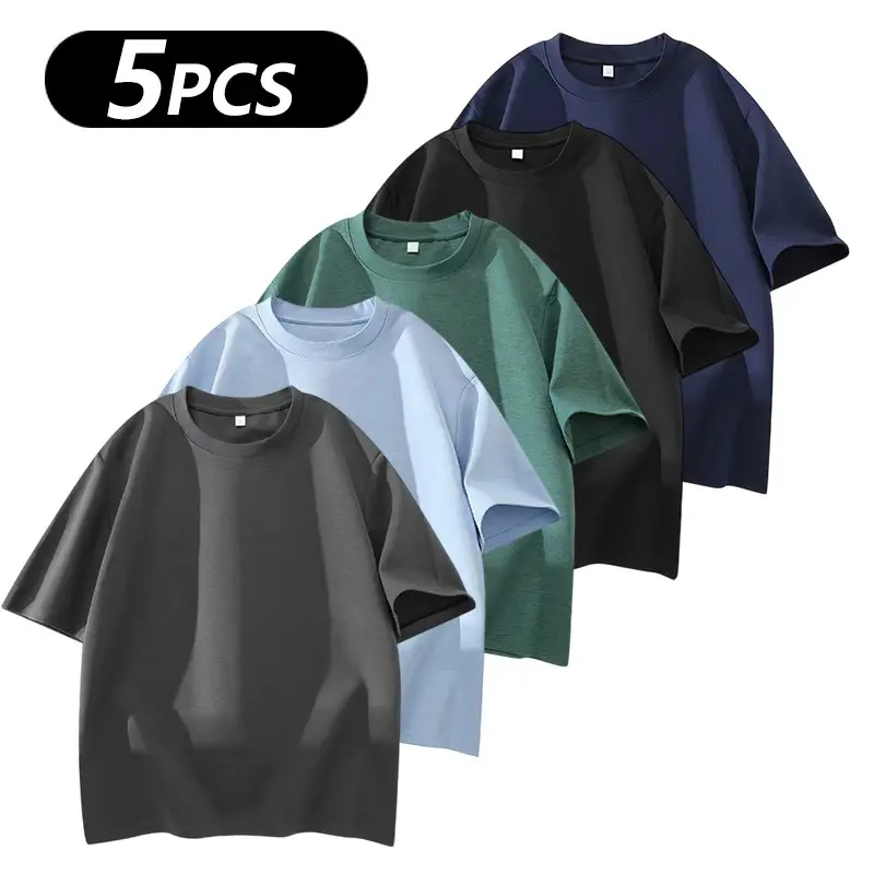 Men's 3PCS 100% cotton Crew Neck T-Shirts Set - Soft Loose Fit Navy Gray Black Tees for Casual Daily Wear