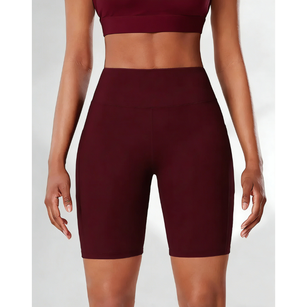 High Waist Yoga Shorts for Women - Soft Breathable Athletic Workout Shorts with Pockets, Tight Fit Gym Wear for Casual Use