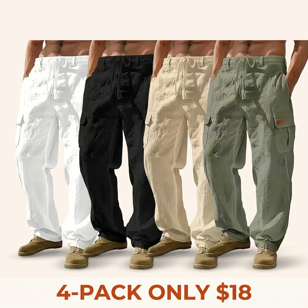 Men's Linen Cargo Trousers