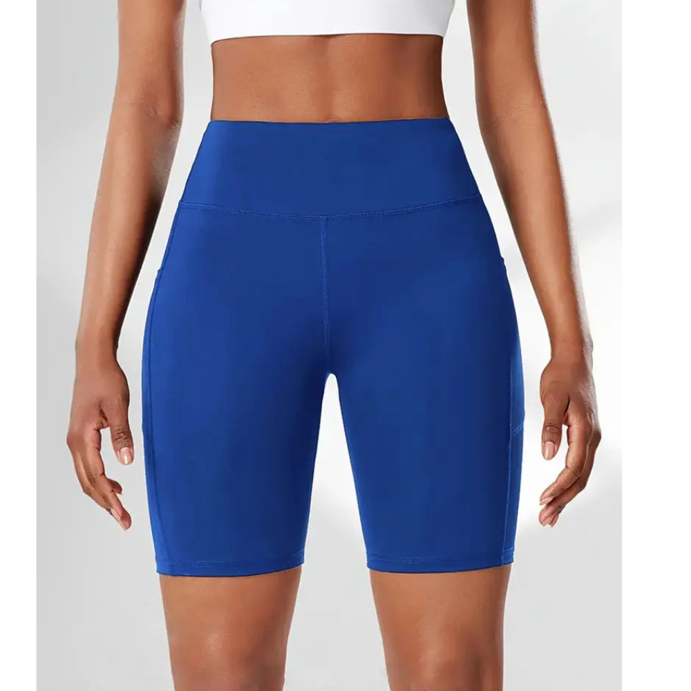 High Waist Yoga Shorts for Women - Soft Breathable Athletic Workout Shorts with Pockets, Tight Fit Gym Wear for Casual Use
