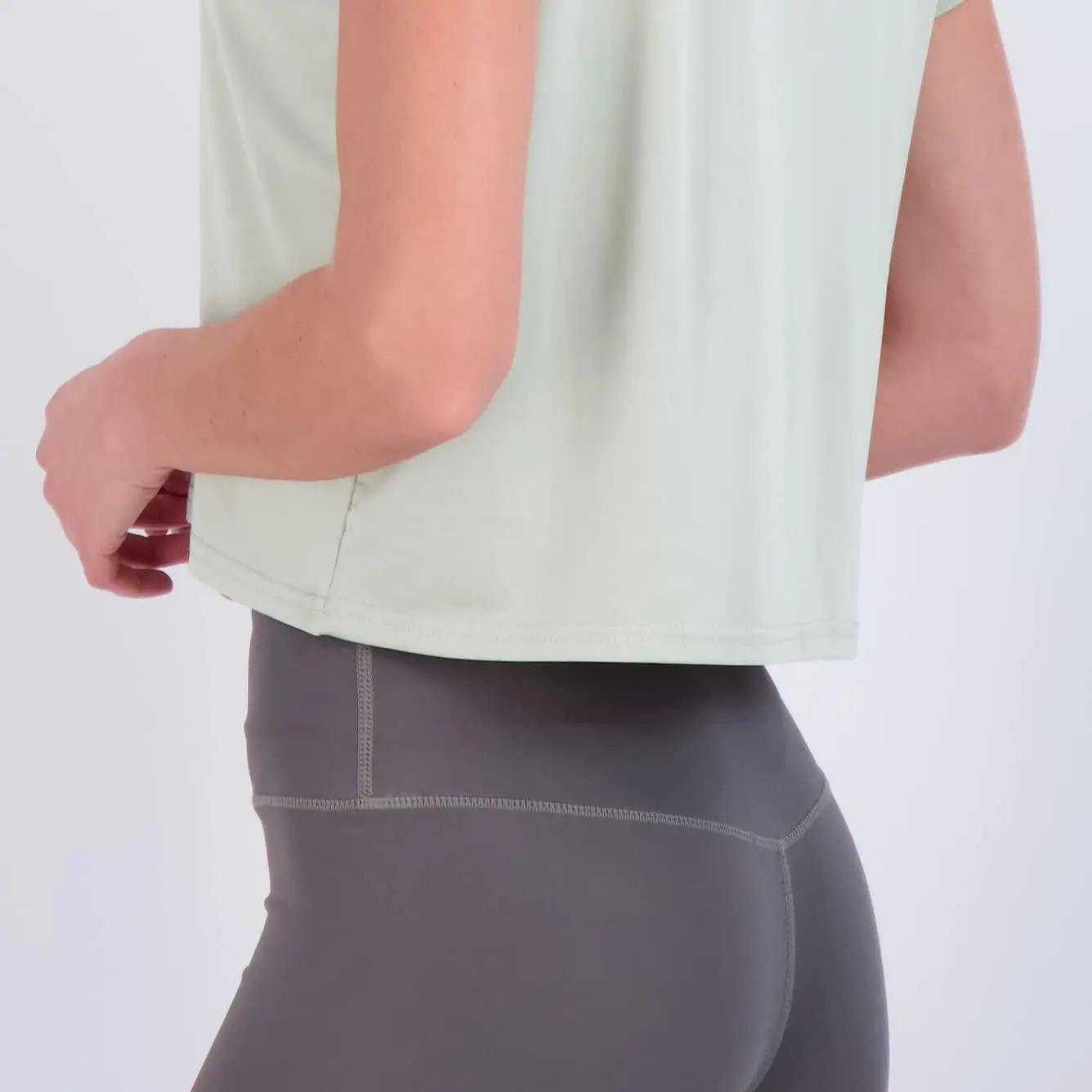 Women's Quick-Drying Cropped Top — Short-Sleeve, Crew Neck, Stretchy Athletic T-Shirt (Plus Sizes Available)