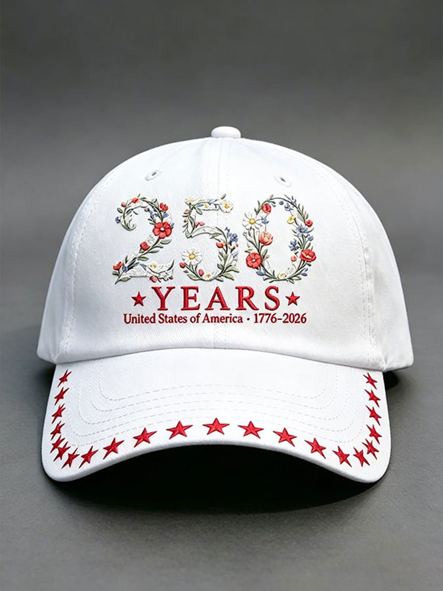 Unisex 250th Anniversary America 1776-2026 Flower Art Print Casual Hat