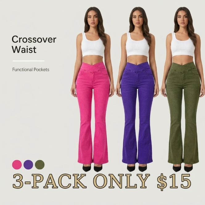 Women’s Skinny Jeans High-Waisted Bootcut Pants (Flare Leg & Illusion Pockets)