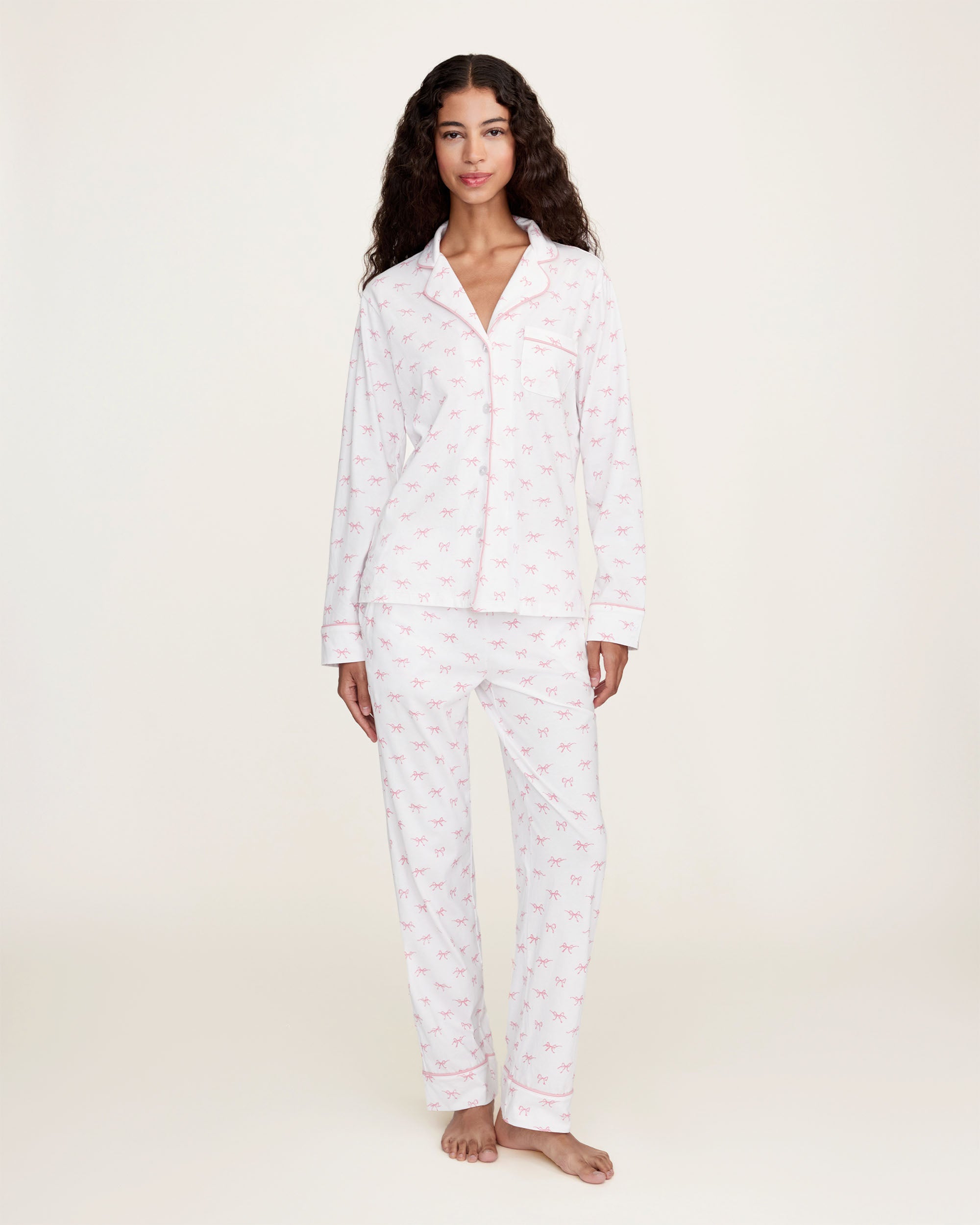 Women's Pima Pajama Set in Blushing Bows