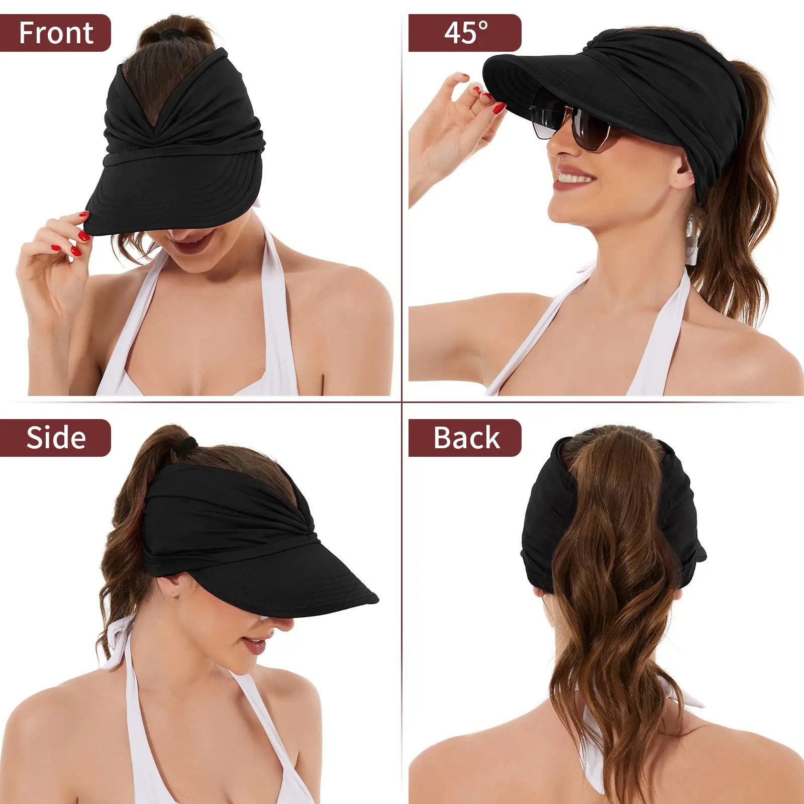 Women's UPF 50+ UV Protection Sun Visor HatI Sun SafeTok That Gir | Aesthetic High PonytailWide Brim Hat | Birthday Gift for Her Beach Golf Hiking Outdoor Daily Casual Wear
