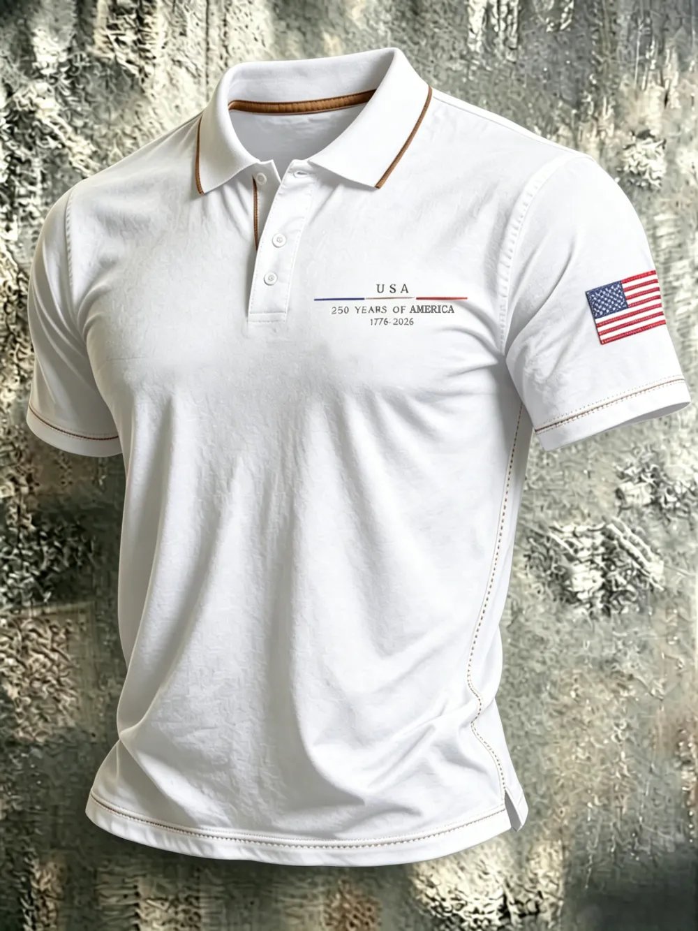 Men'S Casual American 250Th Anniversary Embroidered Commemorative Printed Polo Shirt