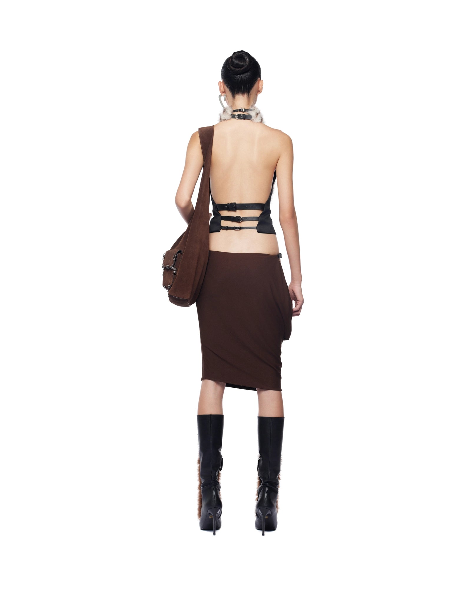 dora halter Backless Furry Top