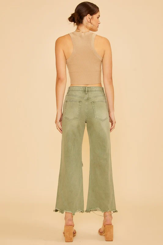 Wear Distressed Raw Hem Jeans