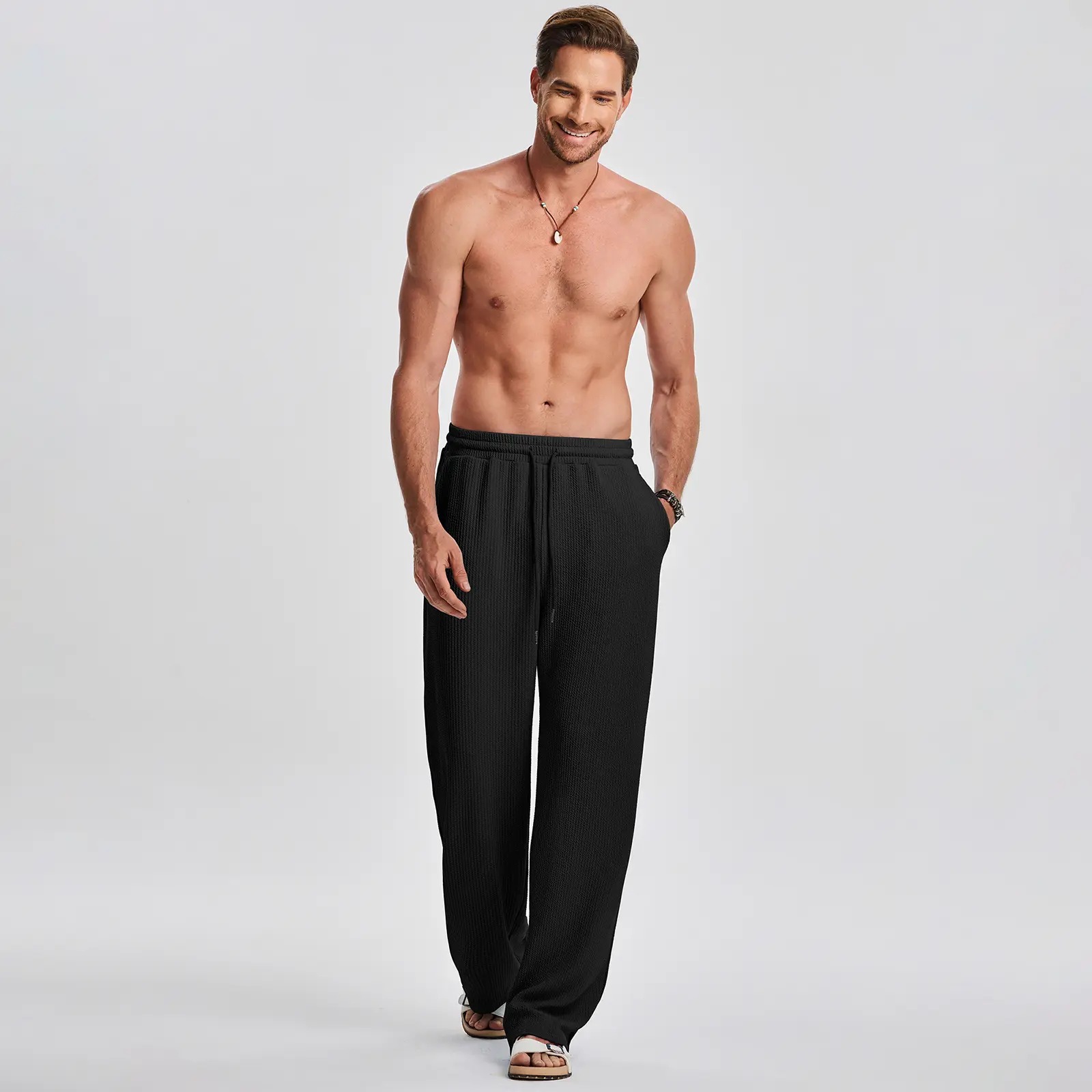 Men's Rib Knit 2 Piece Outfit Sleeveless Tank Top & Baggy Wide Leg Pants
