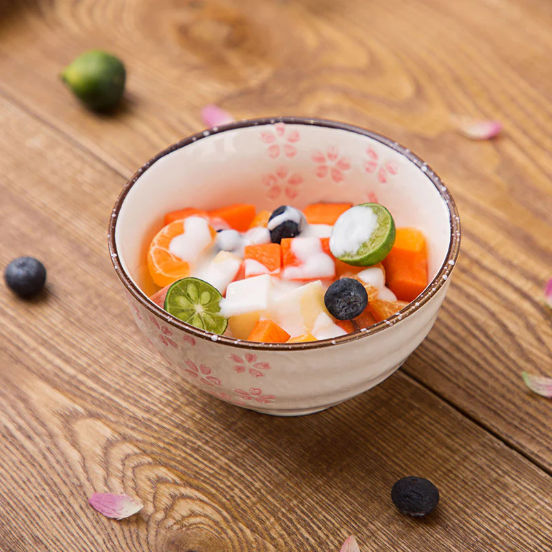 Japanese Flower Blossoms Ceramic Bowl