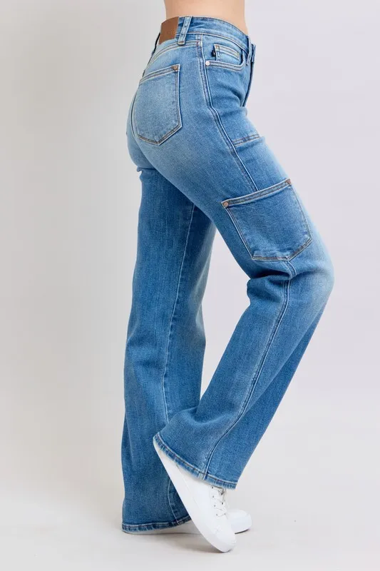 Blue Full Size High Waist 90's Straight Jeans Plus Size