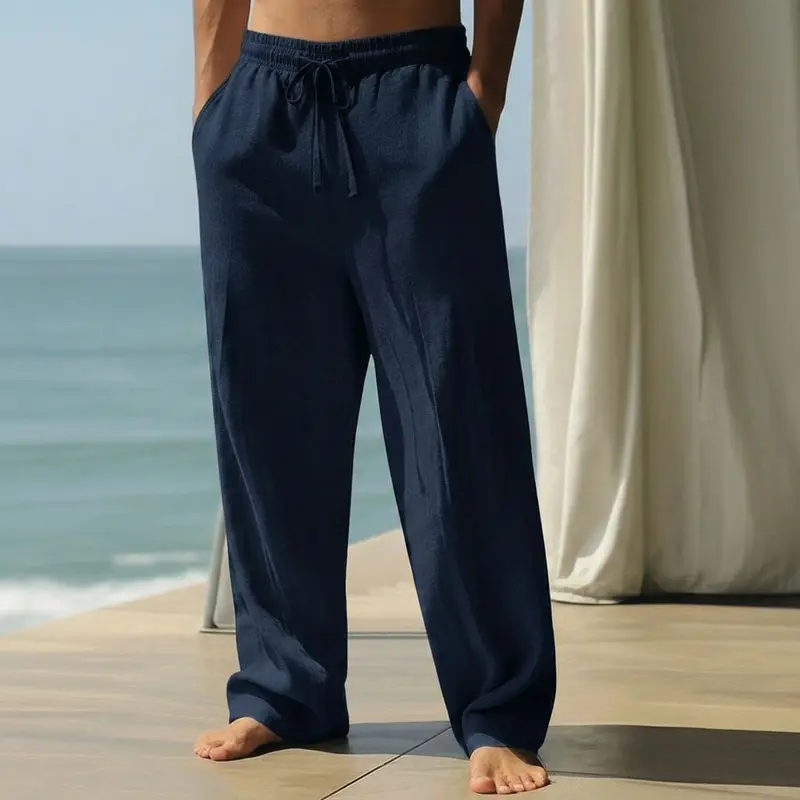 Men's casual trousers featuring a loose, drawstring waist design.
