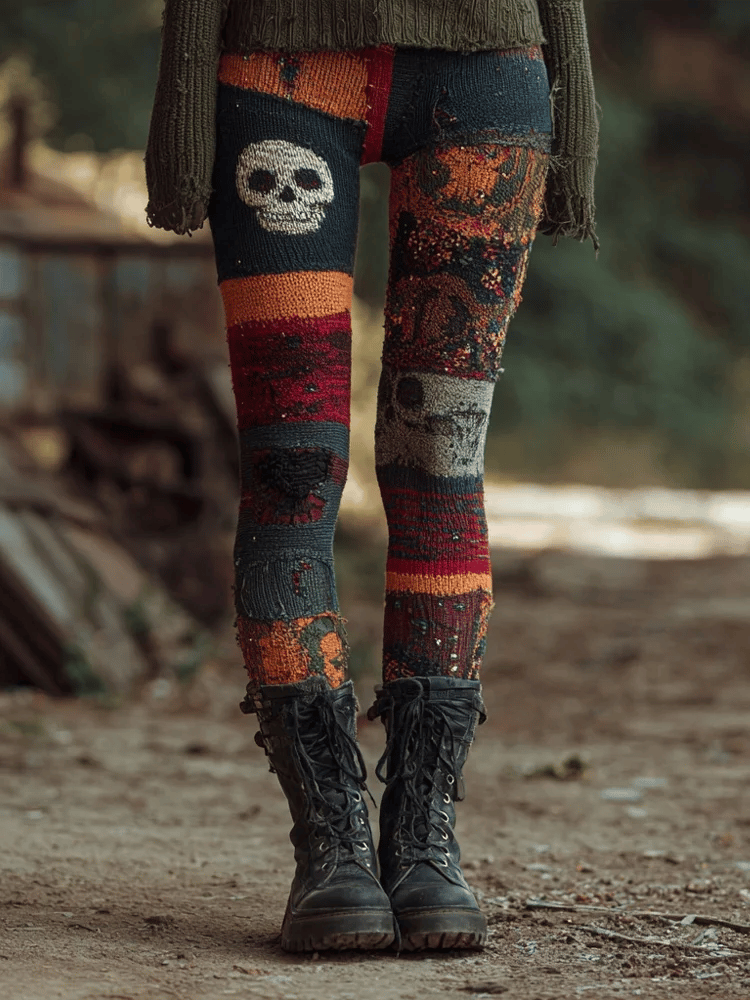 Women's Halloween Comfortable Knitted Print Leggings