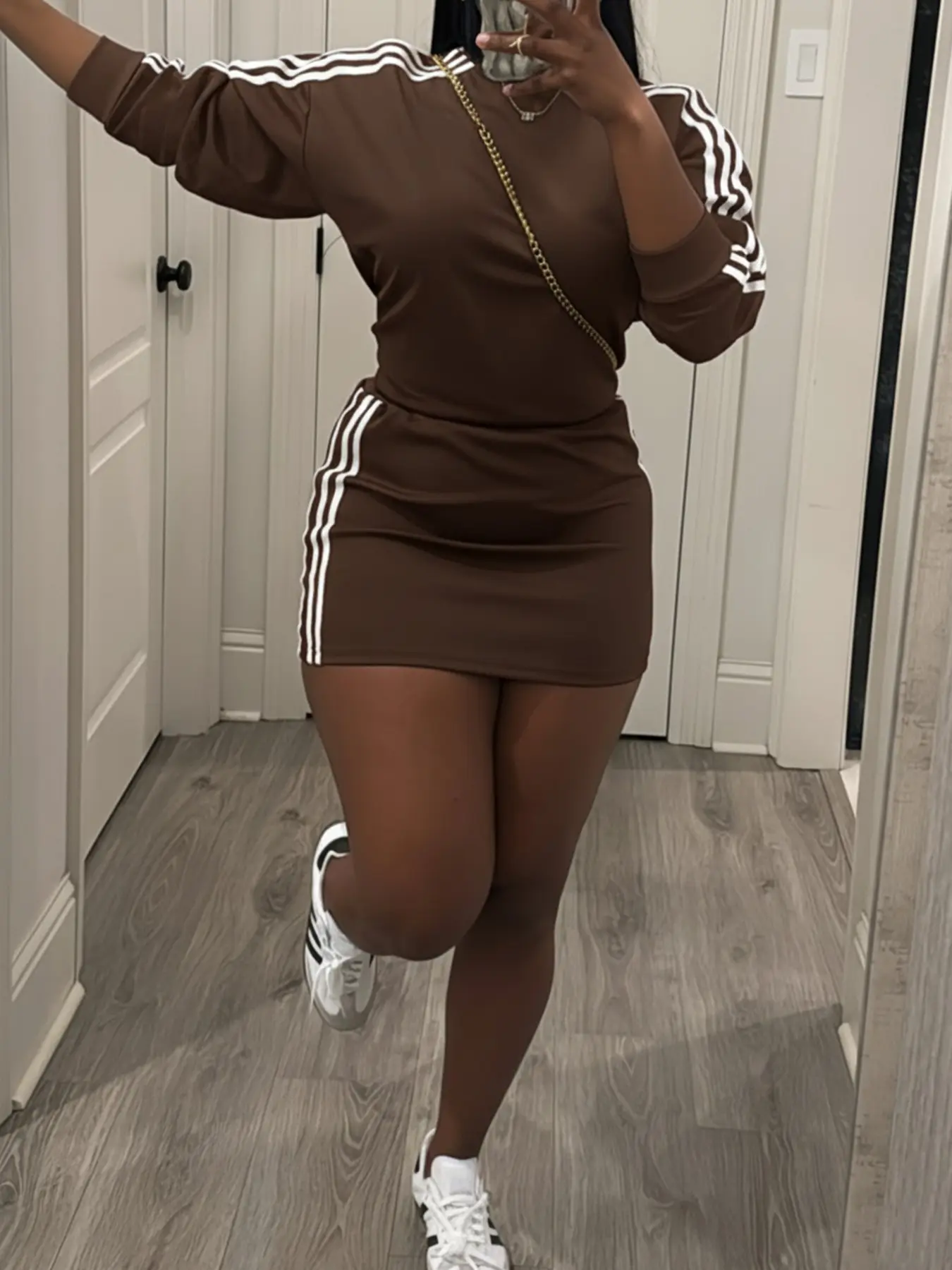 Women's Sporty Fitted Short Dress Set, Sportswear Set
