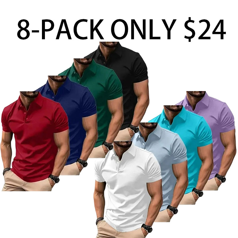 4-Pack Men’s Casual Business Polo Shirts, Simple and Comfortable