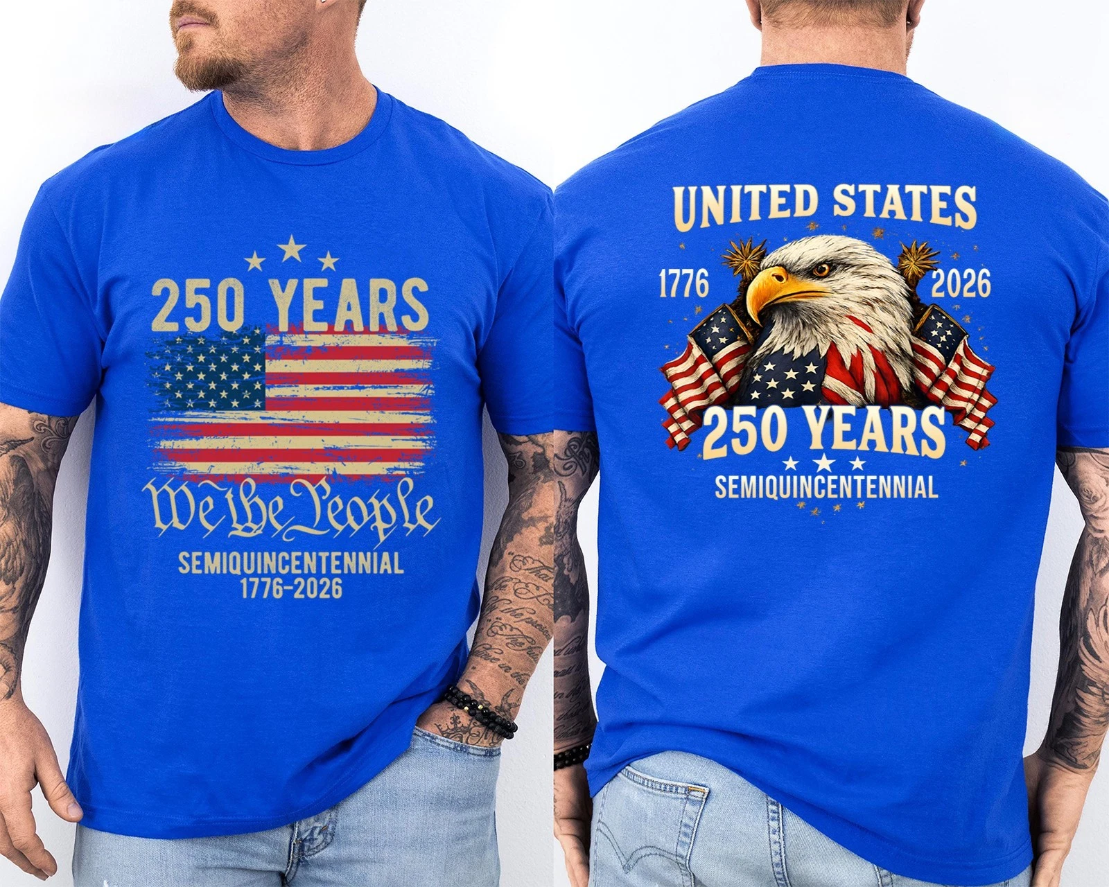 Men'S Casual American 1776-2026 Anniversary Printed Short Sleeved T-Shirt