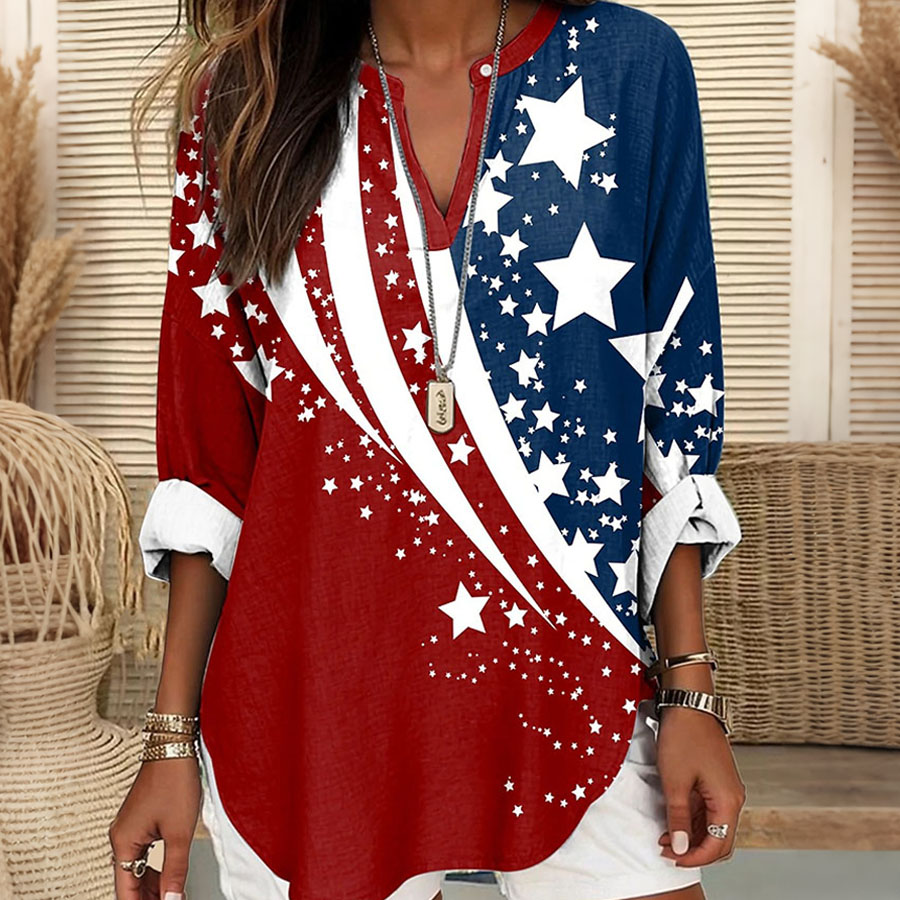 Women's Independence Day 250th Anniversary Printed Casual Shirt