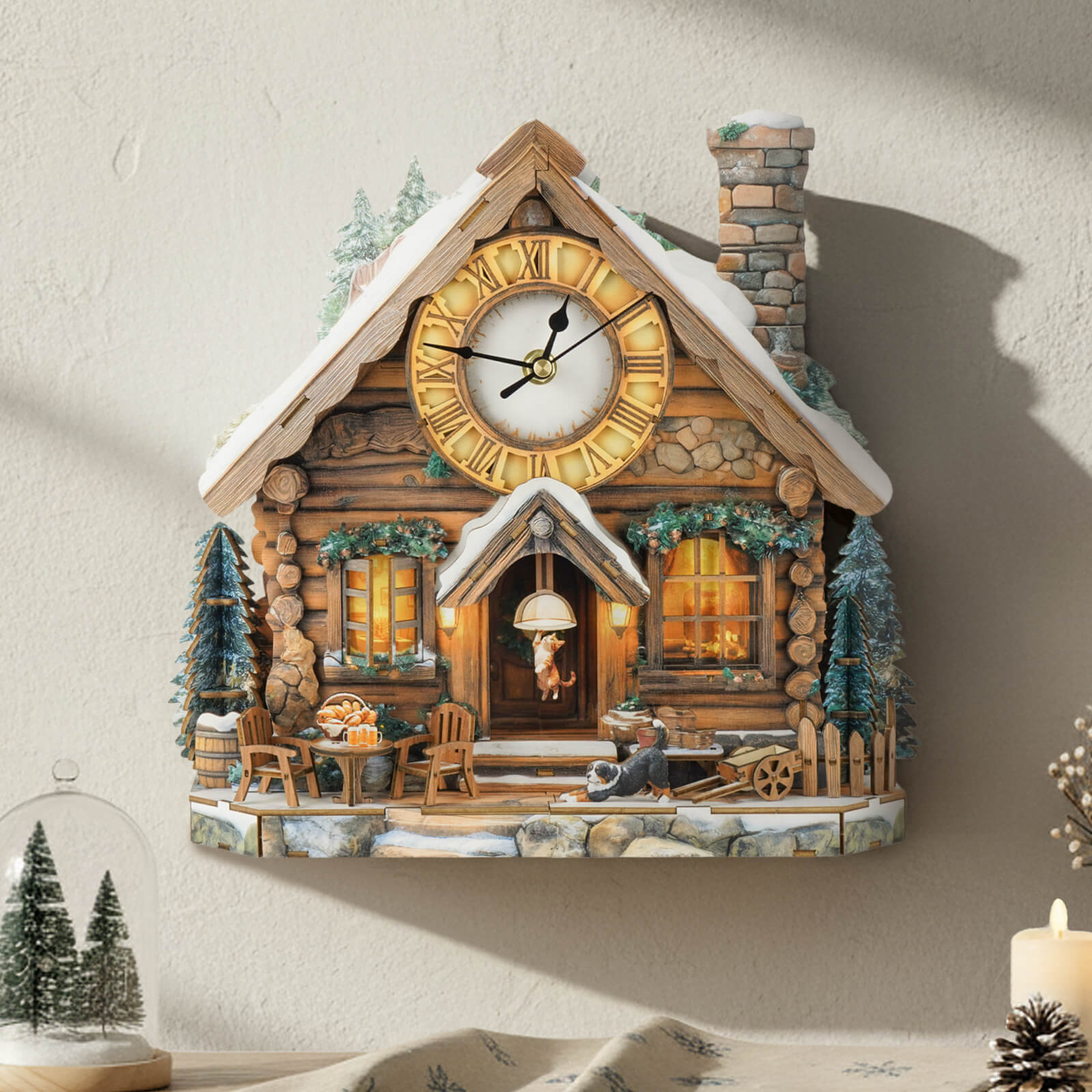 Swiss Chalet DIY Wooden Clock, 3D Puzzle Craft Kit