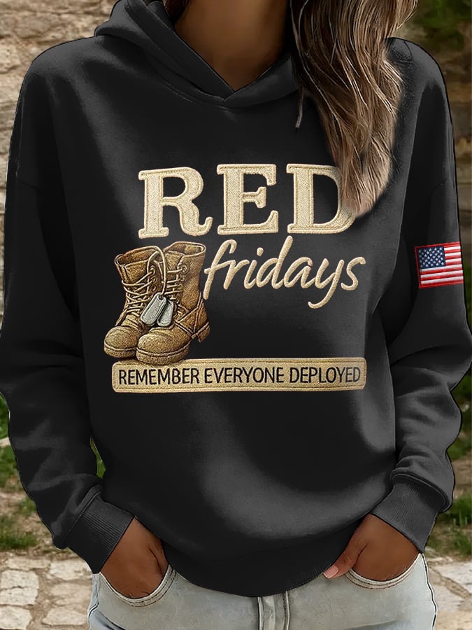 Women's Casual Red Friday Print Sweatshirt