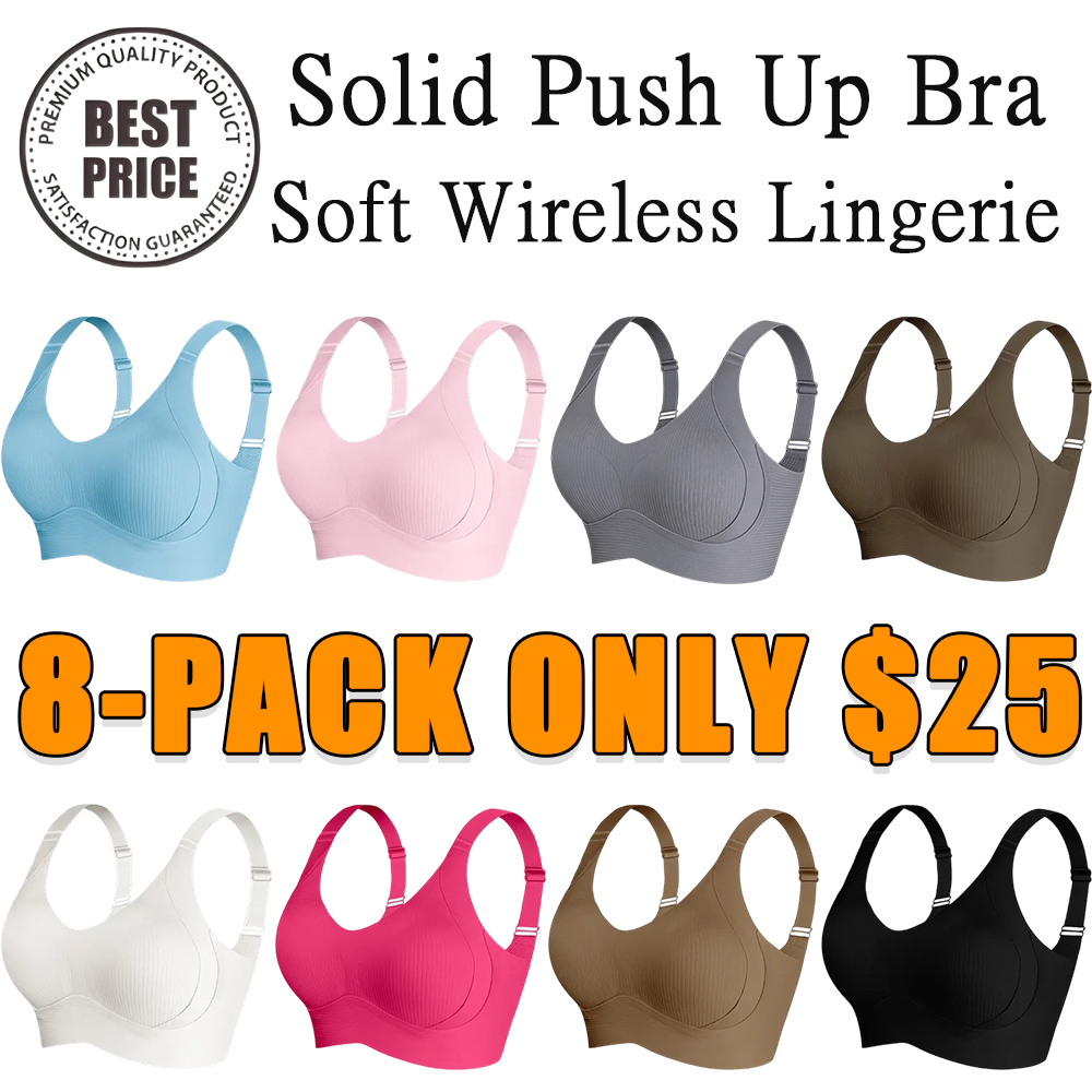 Women's Solid Wireless Comfort Push Up Bra