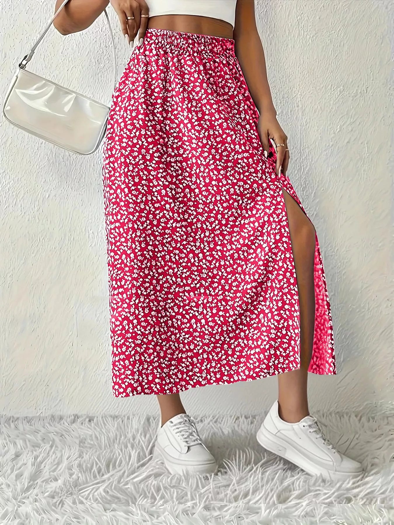 Slit Printed Skirt
