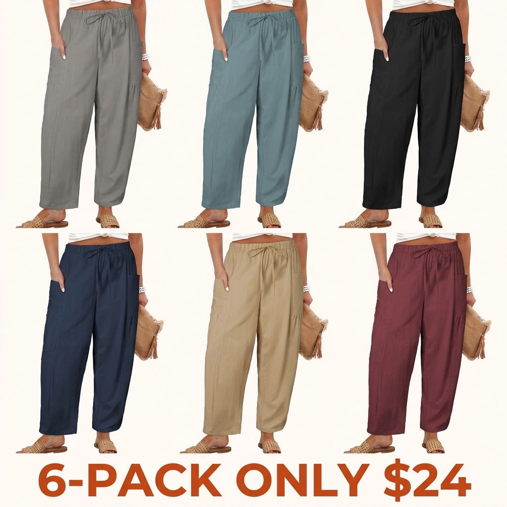 Women's Plus-Size Wide-Leg Pants — Pure Cotton Loungewear with Pockets