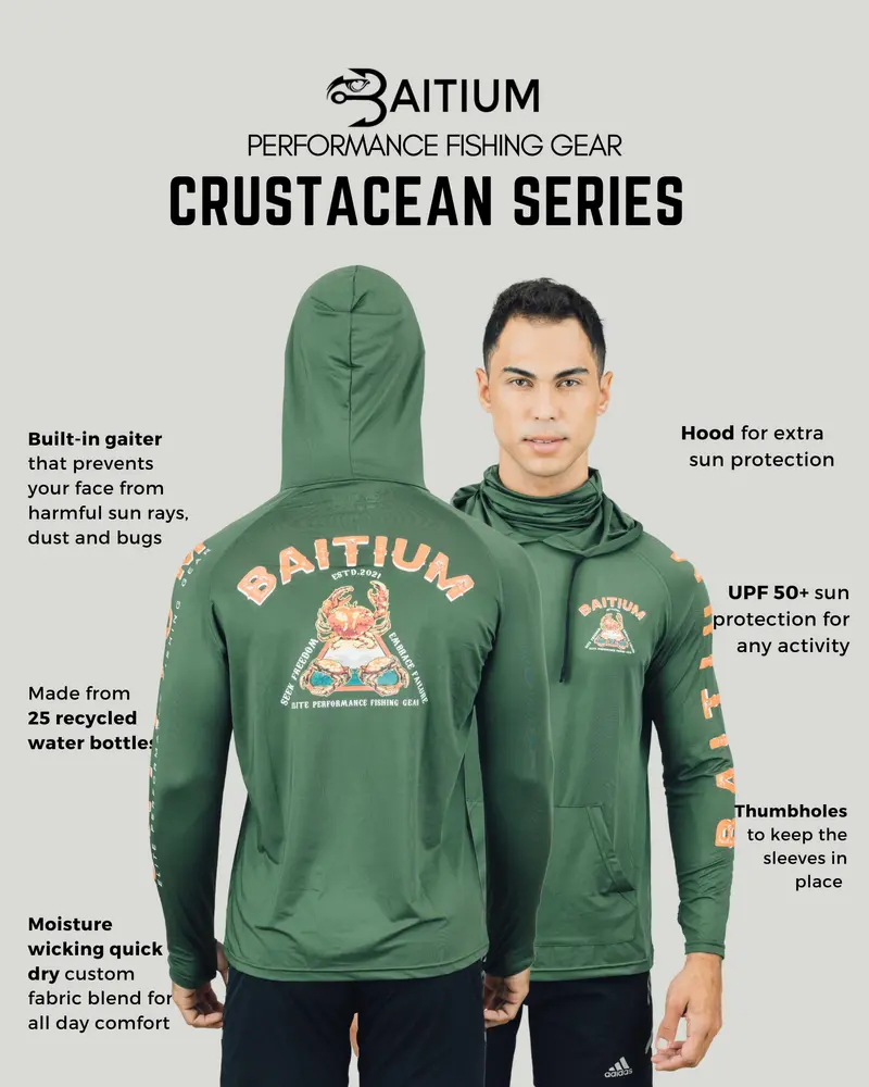 Fishing & Construction Shirt — UPF 50 Sun Protection Long-Sleeve Hoodie (With Built-in Neck Gaiter)