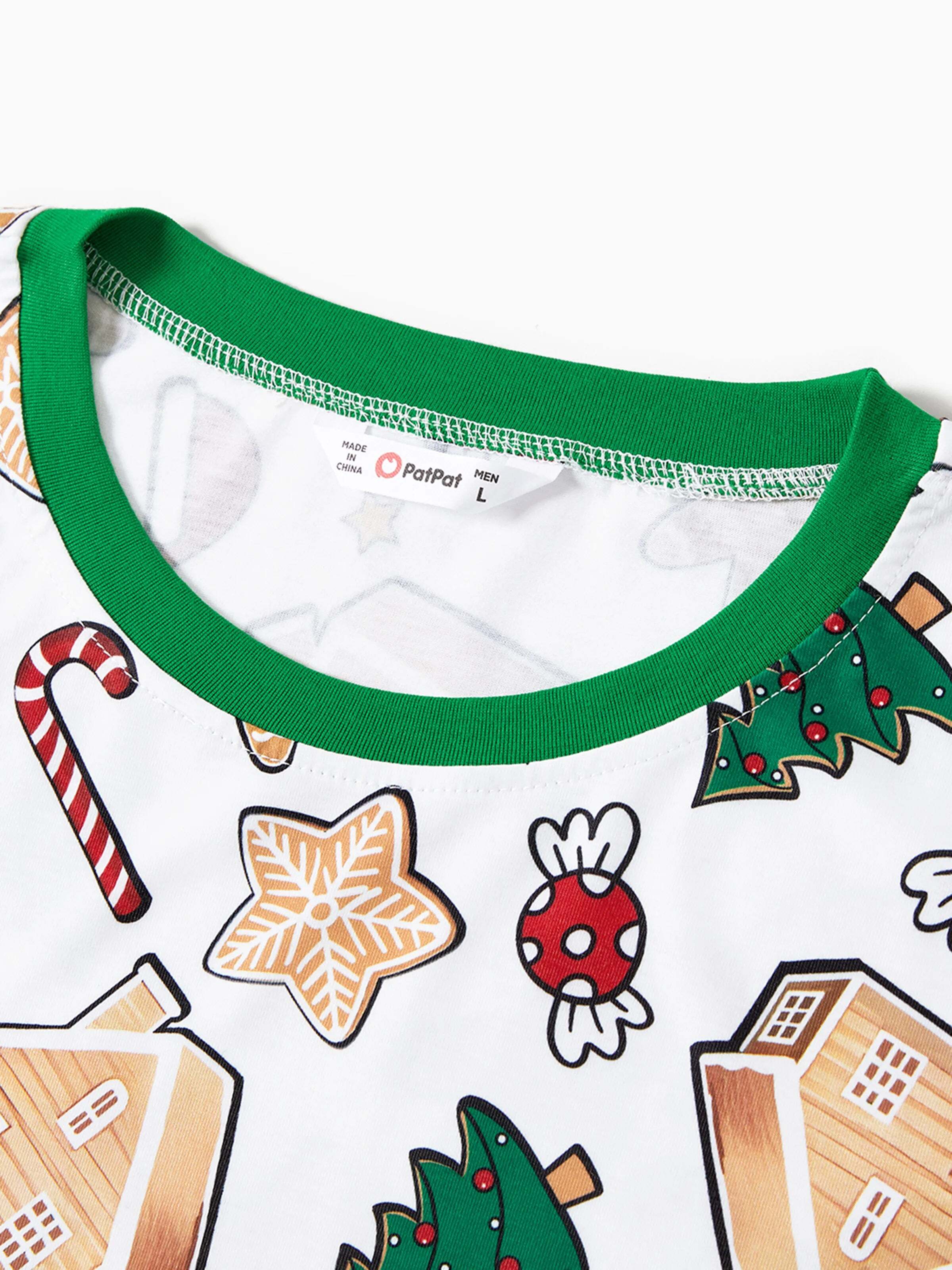 Gingerbread House Pajamas Matching Family Green Christmas PJs Sets with Christmas Socks Multi-color