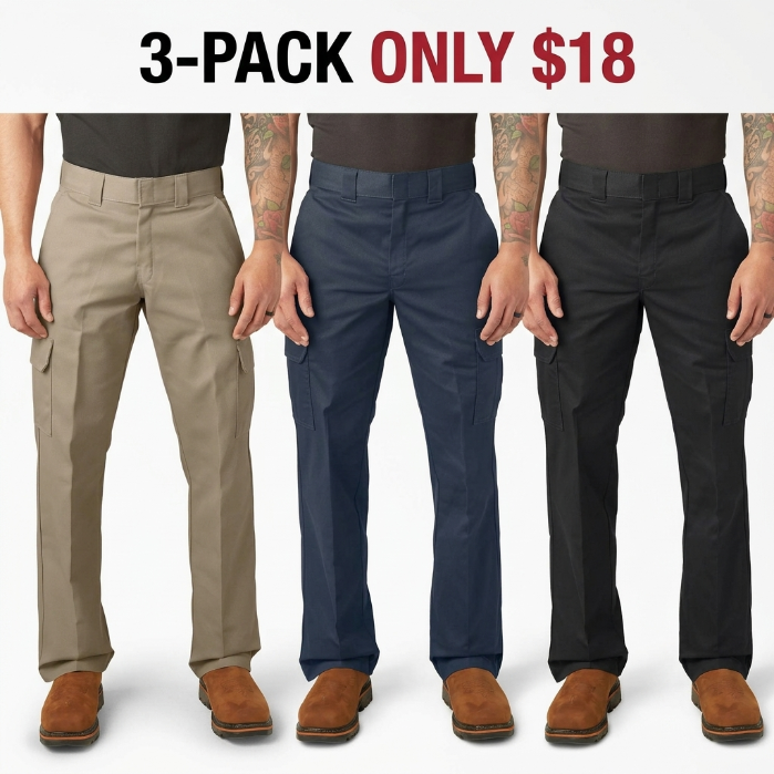Men’s Relaxed Fit Cargo Work Pants, Wrinkle-Resistant Fabric, Easy-Care