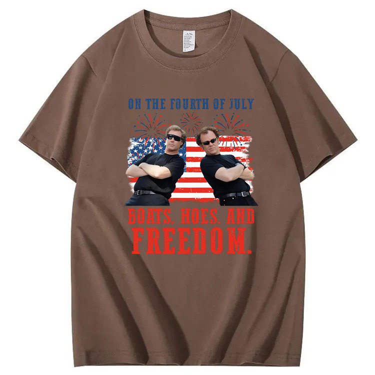 On The Fourth Of July Boats. Hoes. And Freedom 100%Cotton T-Shirt