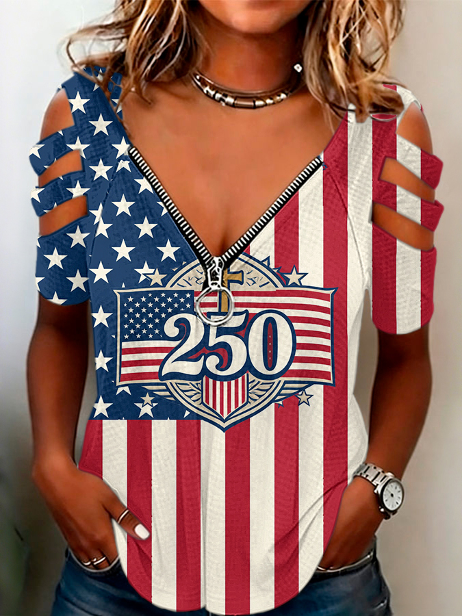Women's Independence Day printed top