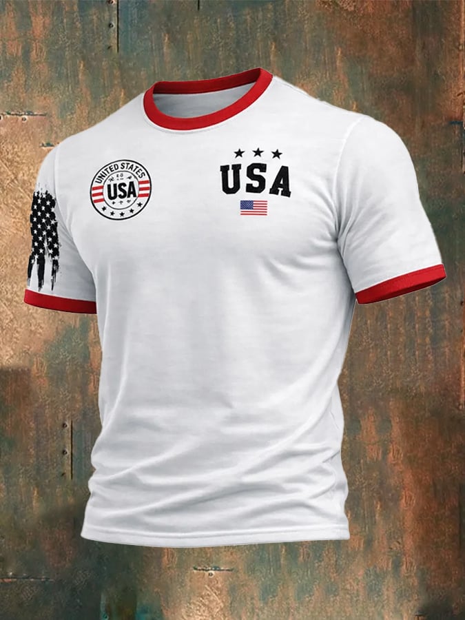 Men's 250th Anniversary National Flag Print Casual Short-Sleeved T-Shirt