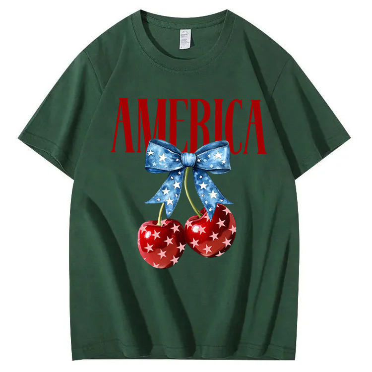 American Flag Cherry Bow T-Shirt