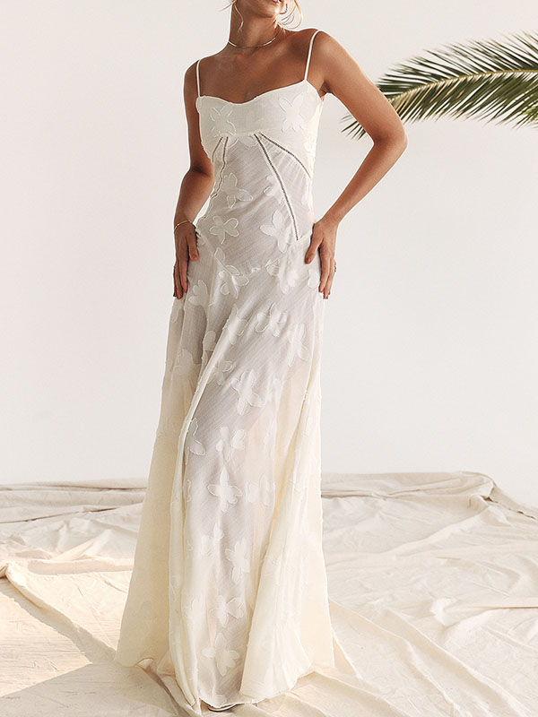 Flower Printed Sleeveless Spaghetti Neck Vacation Maxi Dresses
