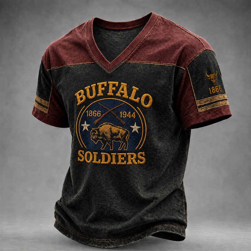 Men's Buffalo Soldier Summer V-Neck T-Shirt
