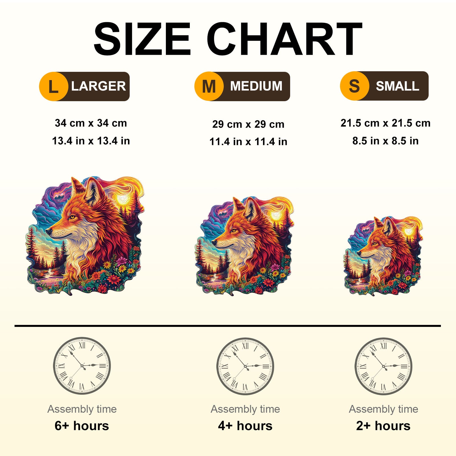 Colorful Star Wolf Wooden Jigsaw Puzzle