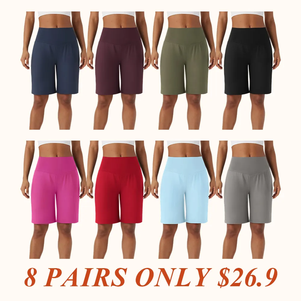 Airy High Waisted Pockets Cool Touch Yoga Bermuda Shorts