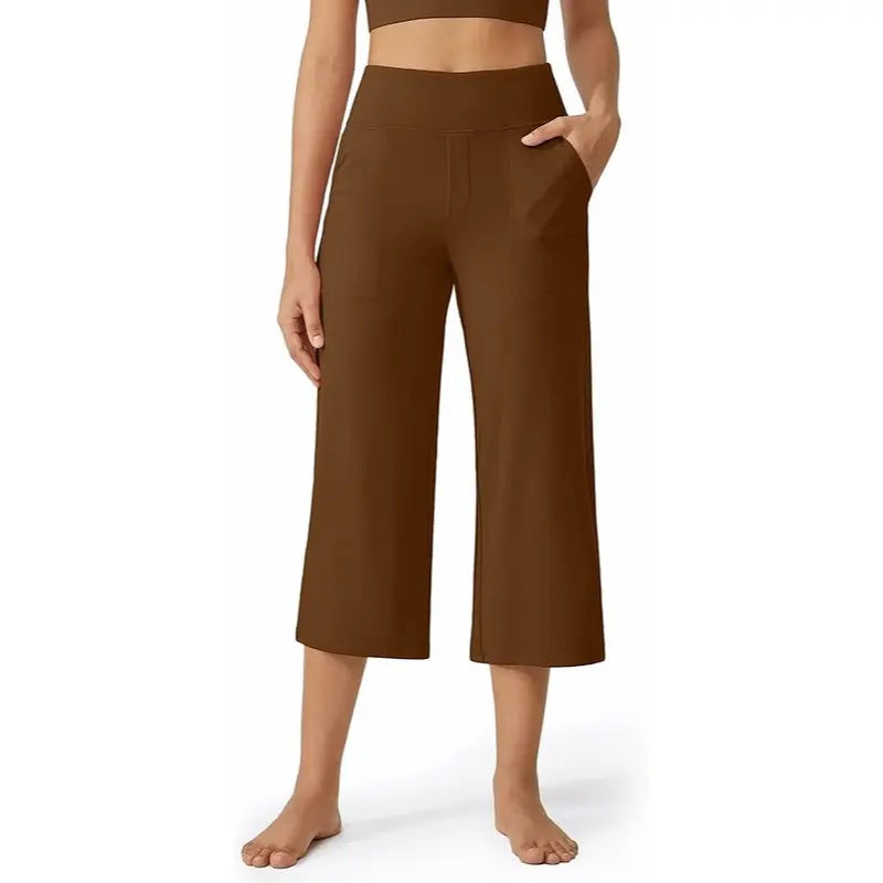 ✨ Capri Pants for Women Wide Leg Yoga Dress Cropped Pants Capri Leggings with Pockets for Casual Summer
