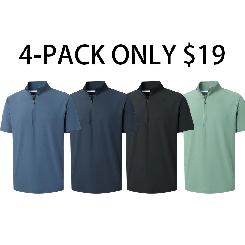 Men's Waffle Texture Quarter Zip Golf Shirt – Dry Fit Performance Polo Short Sleeve, Perfect Father's Day Gift