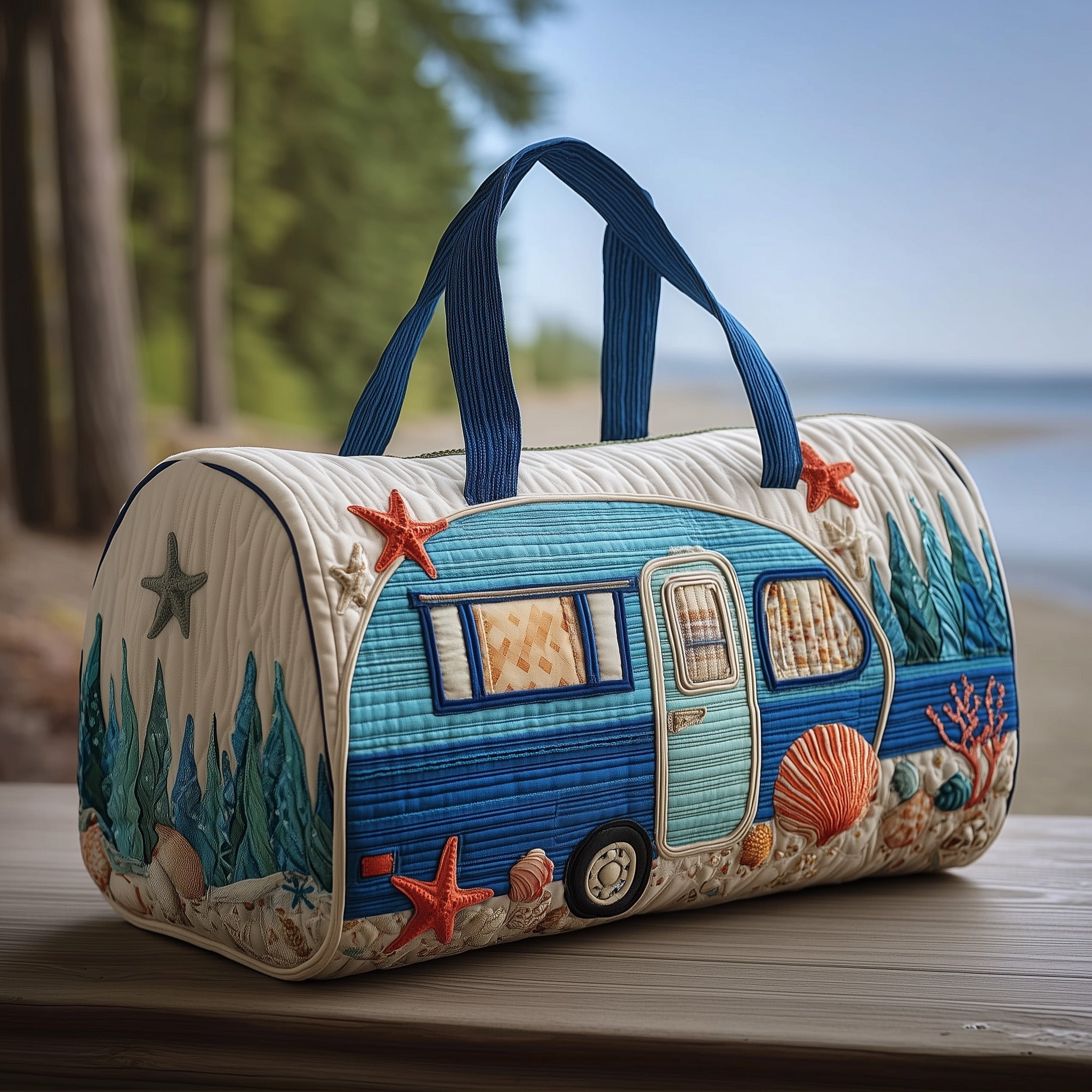 Hippie Journey Quilted Duffle Bag – Retro Boho Travel & Weekender Bag
