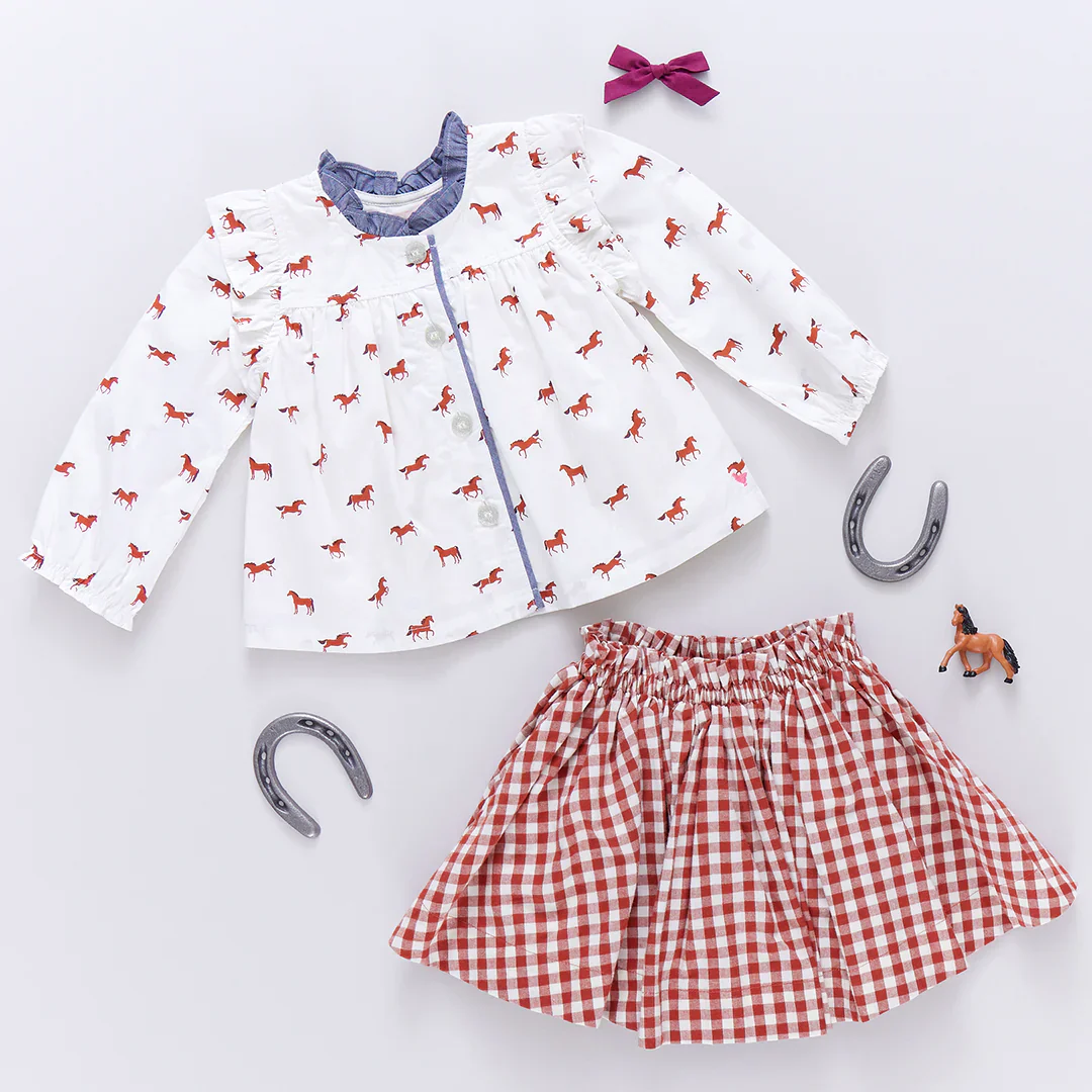 Girl's Kalani Button Up Top Tiny Horses