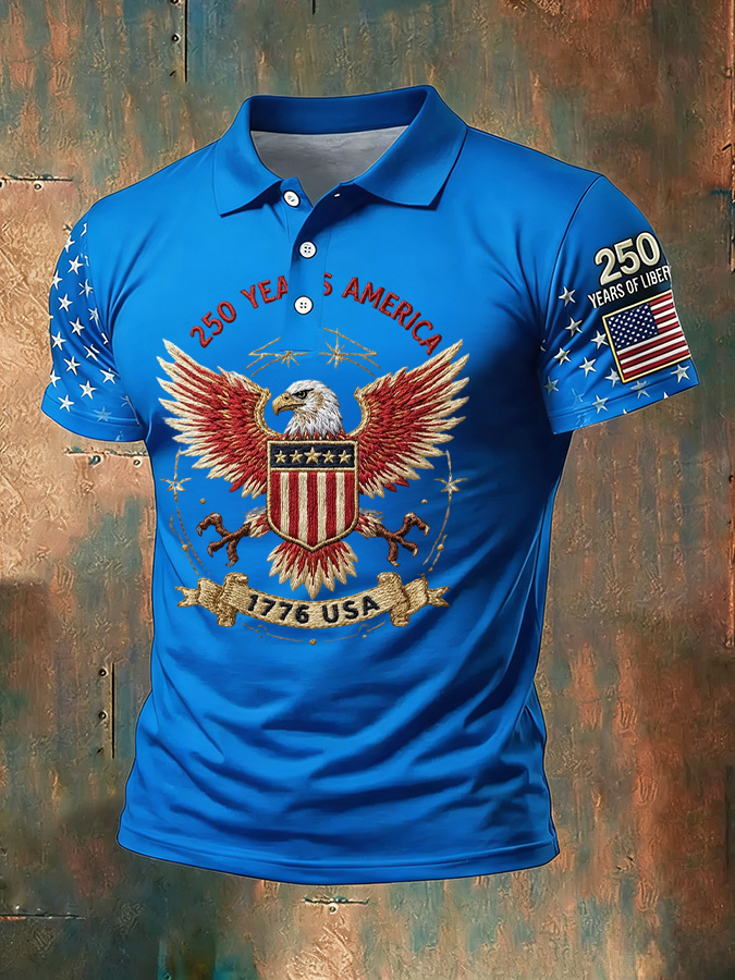Unisex Casual 250Th Anniversary Celebration Short Sleeved Polo Shirt
