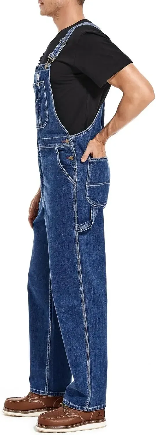 🔥Men's 4-Pack Flex Denim Bib Overalls — Adjustable & Utility Ready