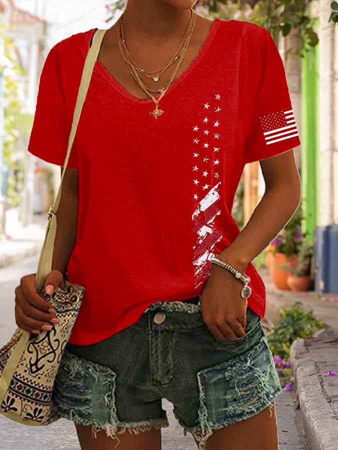 Women's Independence Day Printed Casual T-Shirt